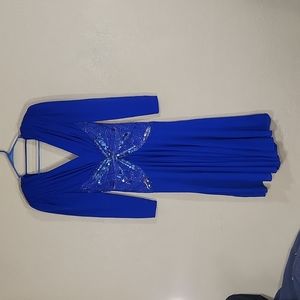 VTG Casada Blue Sheer Beaded Dress SZ 6